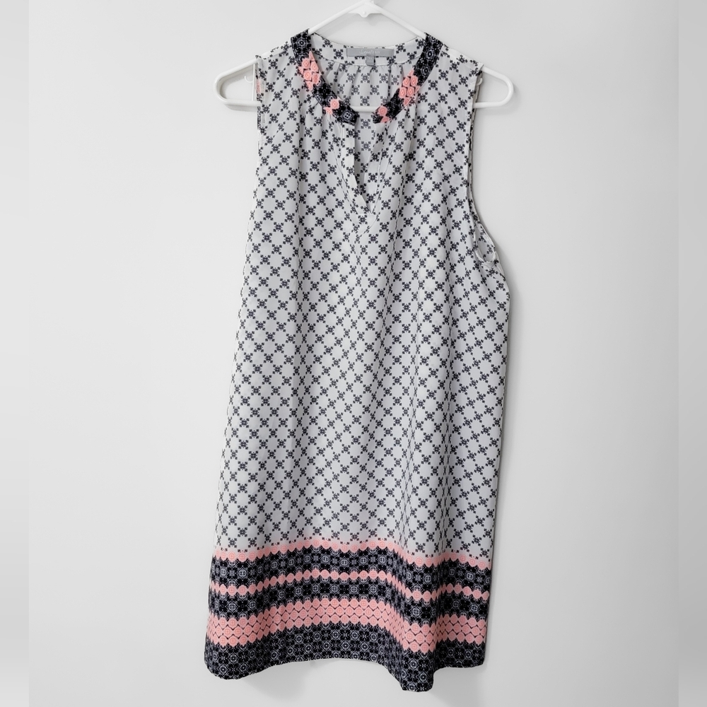 Sweet Rain White With Pink And Navy Blue Pattern Sundress Size XL